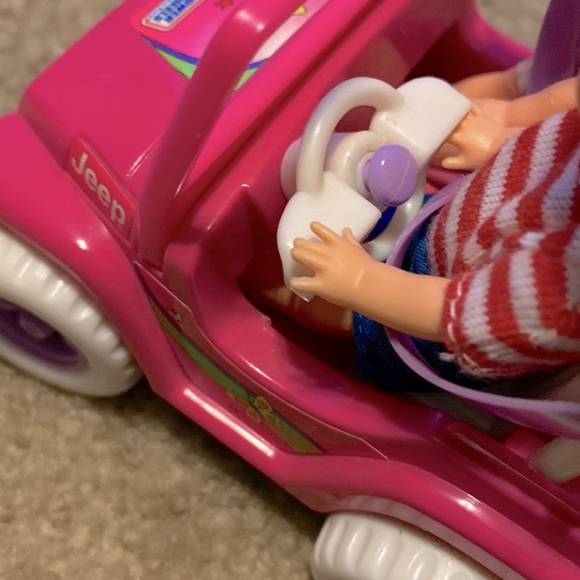 Vintage Barbie Power Wheels Fisher Price Pink Jeep Tommy Doll Twins + Dogs Wagon - Picture 10 of 15